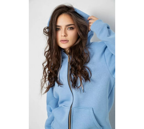 Спортивный женский костюм на флисе, цвет голубой, 244R1555