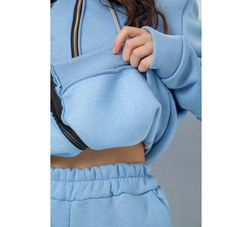 Спортивный женский костюм на флисе, цвет голубой, 244R1555