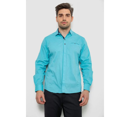 Сорочка чоловіча з принтом, колір бірюзовий, 214R7172
