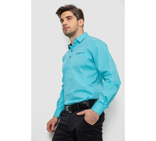 Сорочка чоловіча з принтом, колір бірюзовий, 214R7172