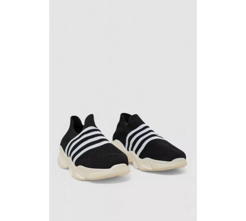 Слипоны женские из ткани 244R341С, цвет Черно-белый