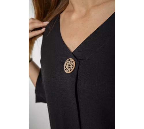 Костюм жіночий тканина льон жатка, колір чорний, 102R5263