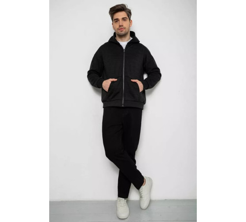 Кофта мужская на флисе с капюшоном, цвет черно-серый, 238R58697.