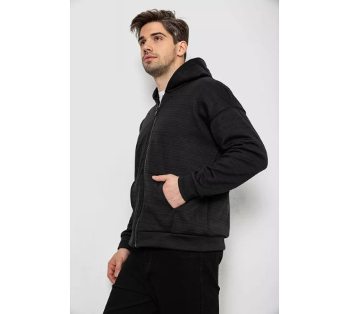 Кофта мужская на флисе с капюшоном, цвет черно-серый, 238R58697.