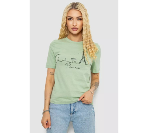 Женская футболка с принтом, цвет оливковый, 241R132.