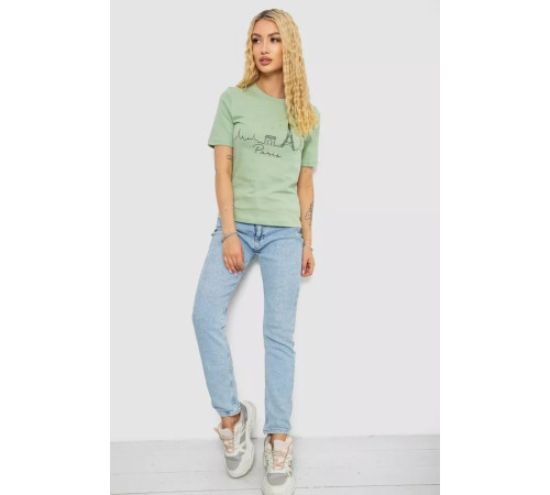 Женская футболка с принтом, цвет оливковый, 241R132.
