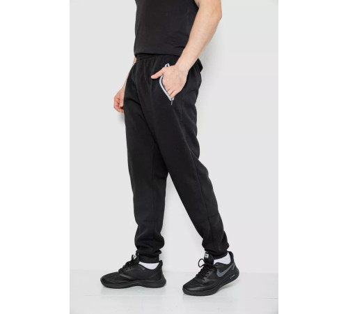 Спортивні штани чоловічі на флісі, колір чорний, 244R4643