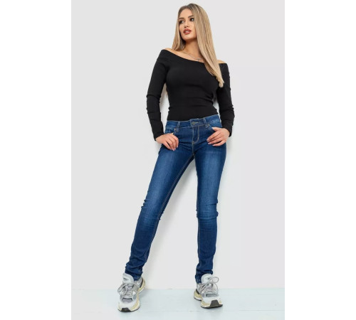 Джинсы женские с потертостями, цвет синий, 244RA602.