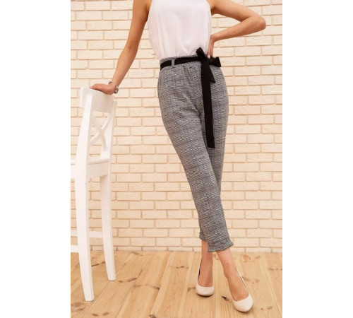 Жіночі вкорочені штани, в клітку, колір Сірий, 172R9313-1