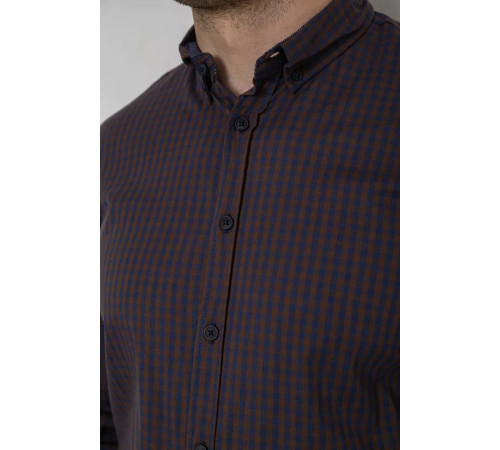 Рубашка мужская с длинным рукавом, цвет коричневый, 214R840