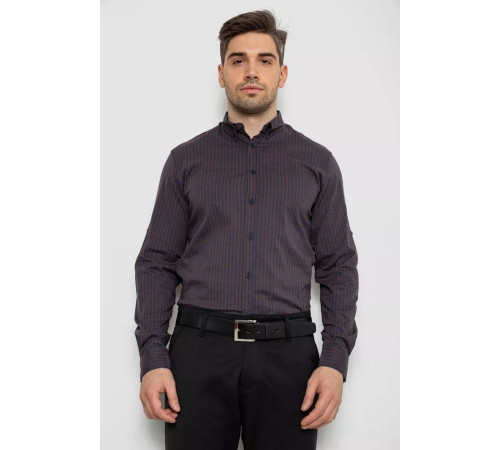 Рубашка мужская с длинным рукавом, цвет коричневый, 214R840