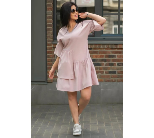 Сукня вільного крою, пудрового кольору, 183R0050
