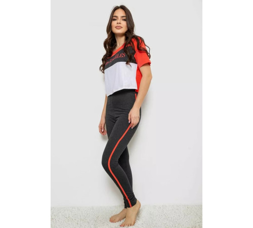 Піжама жіноча з принтом, колір сірий, 243R1488-007