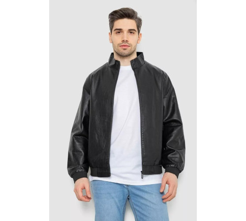 Куртка мужская кожаная, цвет черный, 244R717