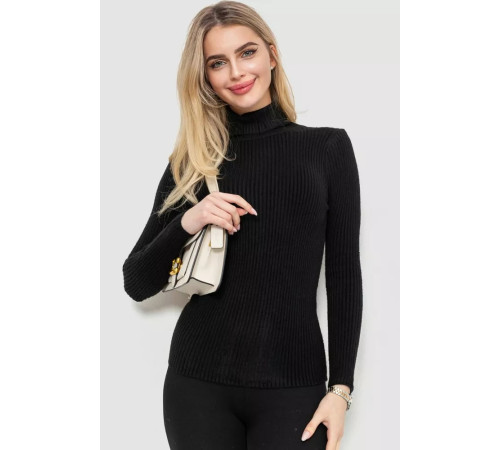 Гольф жіночий однотонний, колір чорний, 244R001