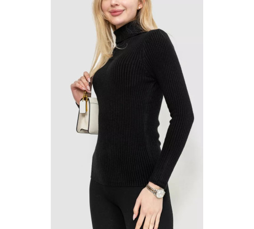 Гольф жіночий однотонний, колір чорний, 244R001