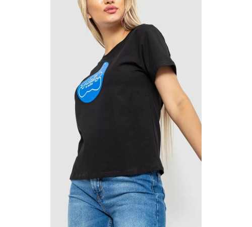 Футболка жіноча з принтом, колір чорний, 221R3009