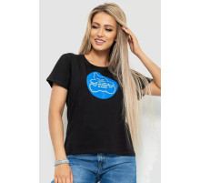 Футболка жіноча з принтом, колір чорний, 221R3009