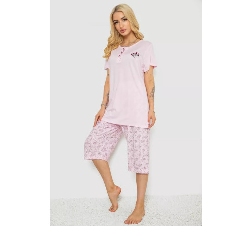 Піжама жіноча з принтом, колір рожевий, 243R6921