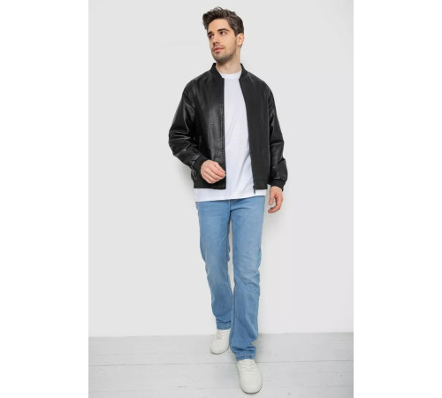 Куртка мужская кожаная, цвет черный, 244R718-5.