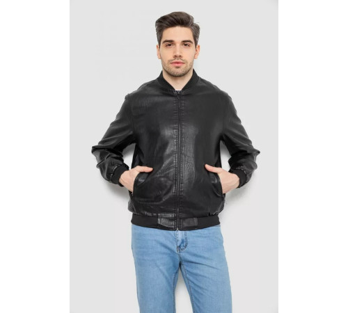 Куртка мужская кожаная, цвет черный, 244R718-5.