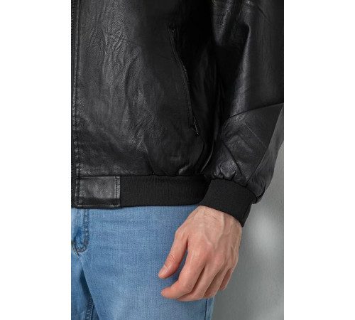 Куртка мужская кожаная, цвет черный, 244R718-5.