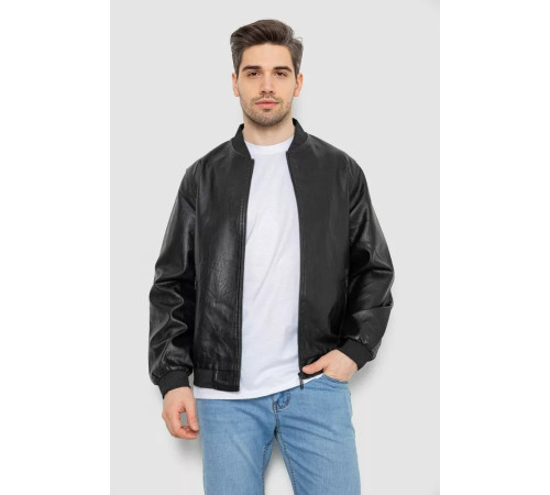 Куртка мужская кожаная, цвет черный, 244R718-5.
