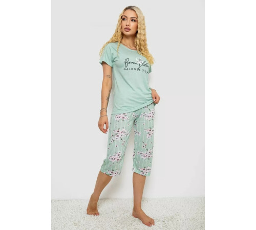 Пижама женская с принтом, цвет мятный, 243R10279.