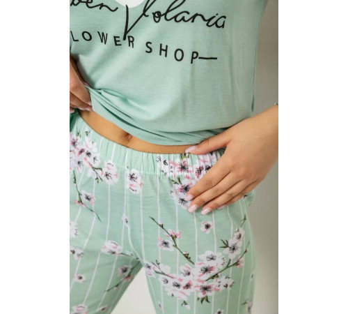 Пижама женская с принтом, цвет мятный, 243R10279.