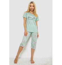 Піжама жіноча з принтом, колір м'ятний, 243R10279