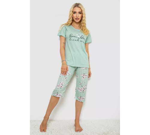 Пижама женская с принтом, цвет мятный, 243R10279.