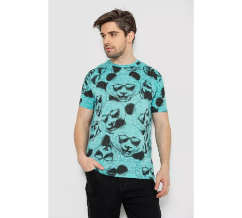 Мужская футболка с принтом, цвет мятный, 244R6029
