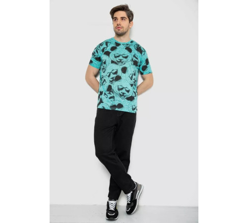 Мужская футболка с принтом, цвет мятный, 244R6029