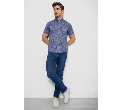 Сорочка чоловіча з принтом, колір джинс, 214R806