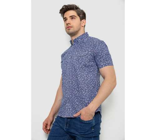 Сорочка чоловіча з принтом, колір джинс, 214R806