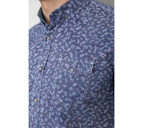 Сорочка чоловіча з принтом, колір джинс, 214R806