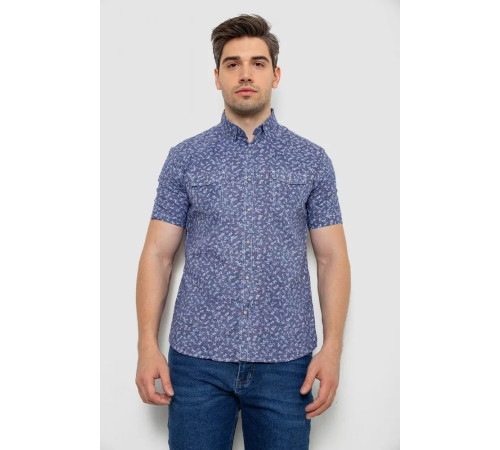 Сорочка чоловіча з принтом, колір джинс, 214R806