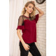 Кофта с короткими рукавами и прозрачной сеткой, цвет Бордовый, 172R011