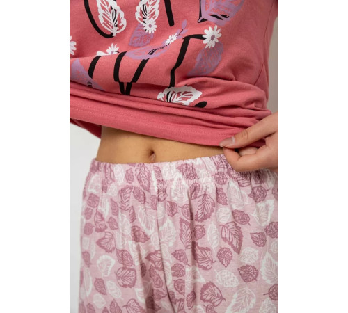 Женская пижама с принтом, цвет пудровый, 243R9249