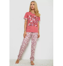 Женская пижама с принтом, цвет пудровый, 243R9249