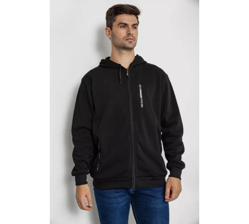 Кофта мужская на флисе с капюшоном 244R2563, цвет Черный