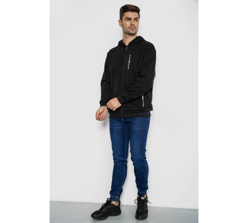 Кофта мужская на флисе с капюшоном 244R2563, цвет Черный