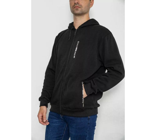 Кофта мужская на флисе с капюшоном 244R2563, цвет Черный