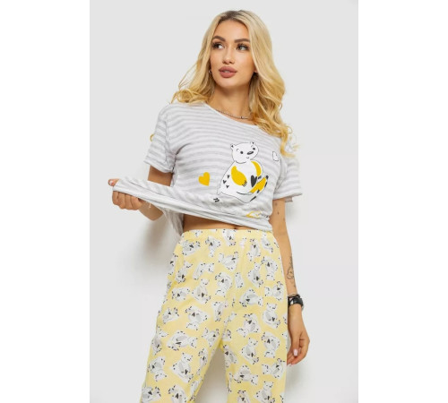 Піжама жіноча з принтом, колір сірий, 243R3678