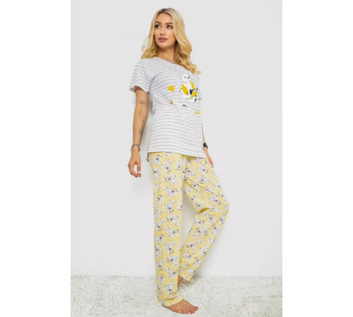 Піжама жіноча з принтом, колір сірий, 243R3678