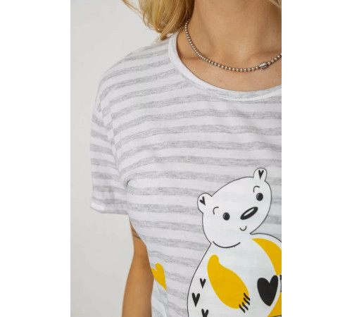 Піжама жіноча з принтом, колір сірий, 243R3678