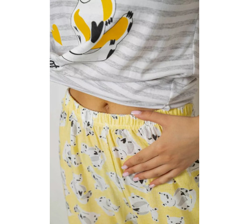 Піжама жіноча з принтом, колір сірий, 243R3678