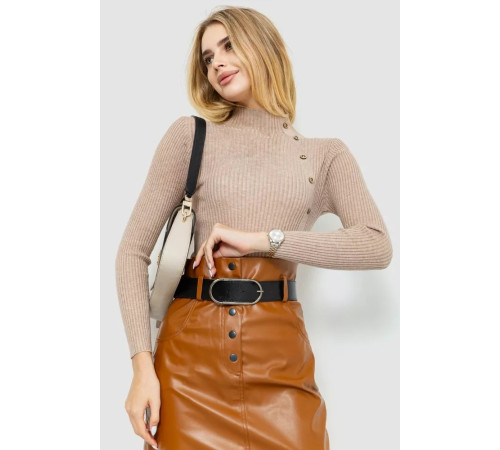 Водолазка жіноча в рубчик, колір бежевий, 204R045