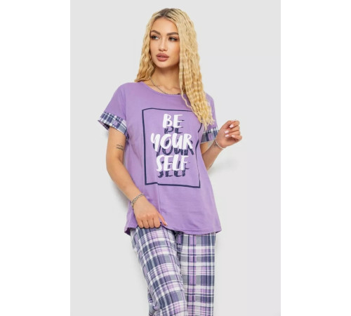 Піжама жіноча з принтом, колір бузковий, 243R2093-4