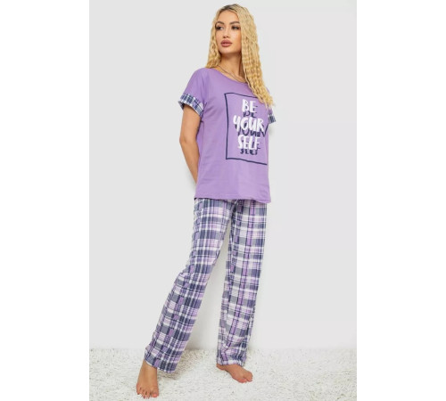 Піжама жіноча з принтом, колір бузковий, 243R2093-4